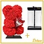 Ours de roses en mousse avec bouquet | Couleur: Rouge | Hauteur 25 centimeter | inclut support | Par ours
