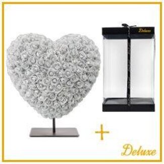 4A Cœur de roses en mousse | Couleur: Gris | Hauteur 15 centimètre | inclut support | Par cœur