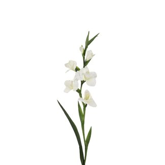 4A Gladiole Kunstblume | Farbe: Natürliches Weiß | Gladiole Kunstblumen | Länge ± 97 centimeter | Pro 4 Kunstblumen