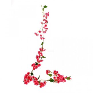 4A Fleurs de cerisier Fleurs artificielles Guirlande décorative | Couleur : Fuchsia | Guirlande de cerisier | Longueur 170 centimeter | Par guirlande décorative