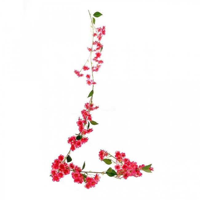 Guirlande de fleurs de cerisier artificielles | Couleur: Fuchsia | Guirlande de cerisier | Longueur 170 centimeter | Par guirlande