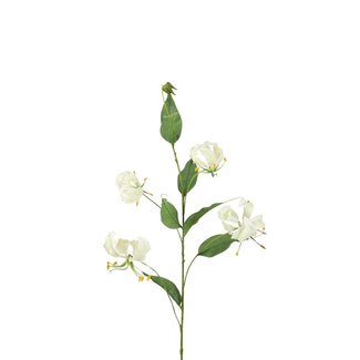 4A Gloriosa Kunstblume | Farbe: Natürlich Weiß | Prachtlilie Kunstblumen | Länge ± 86 centimeter | Pro 4 Kunstblumen
