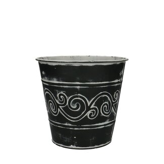 4A Zinken Bloempot Plantenpot “Barok” | Kleur: Grijs | Diameter 16 centimeter | Hoogte 15 centimeter | Per 10 bloempotten