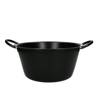 4A Zinken Teil Blumentopf Pflanztopf mit Handgriffen | Farbe: Schwarz | Durchmesser 25 centimeter | Höhe 13 centimeter | Pro 10 Teile