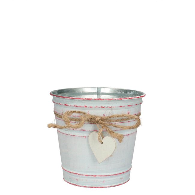 Cache-pot en zinc “Love” | Couleur: Rose | Diamètre 13 centimeter | Hauteur 12 centimeter | Par 10 pots de fleurs