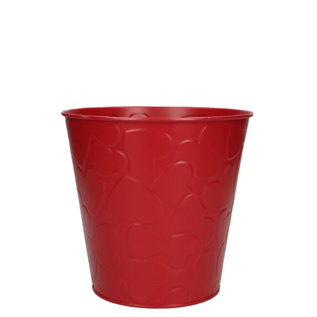 Zinc Flowerpot “Hearts” | Colour: Red | Diameter 16 centimeter | Height 15 centimeter | Per 10 flowerpots
