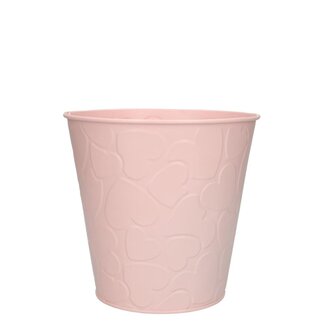 4A Zinc Flower Pot “Hearts” | Colour: Pink | Diameter 16 centimeter | Height 15 centimeter | Per 10 flower pots