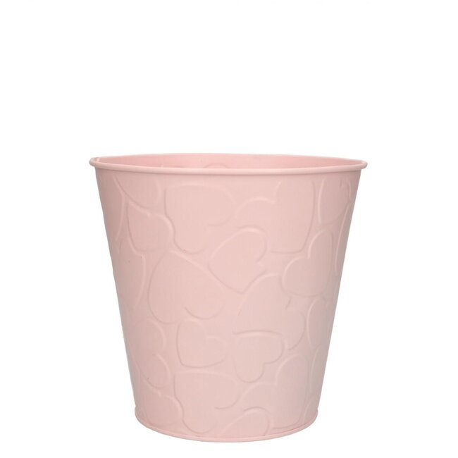Zinc Flowerpot “Hearts” | Colour: Pink | Diameter 16 centimeter | Height 15 centimeter | Per 10 flower pots