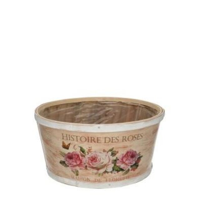 Pot de fleurs en bois Bac à plantes “Histoire” | Couleur: Rose Blanc | Diamètre 22 centimeter | Hauteur 11 centimeter | Par 10 bacs à plantes