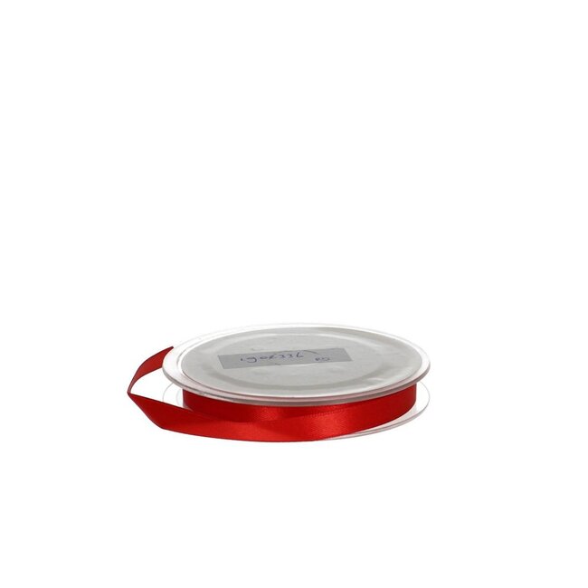 Ruban satiné | Couleur: Rouge | Largeur 10 millimeter | Longueur 25 meter | Par rouleau