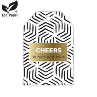 4A Etikett Kärtchen mit englischem Text “Cheers” | Farbe: Schwarz Weiß | Breedte 5 centimeter | Hoogte 8 centimeter | Pro 20 Etiketten