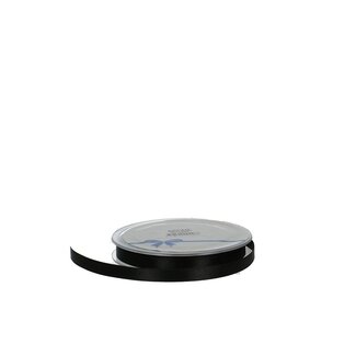 4A Satijnen Lint | Kleur: Zwart | Breedte 10 millimeter | Lengte 25 meter | Per rol