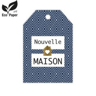 4A Etikett Kärtchen mit französischem Text “Maison” | Farbe: Blau Weiß | Öko-Papier | Breite 5 centimeter | Höhe 8 centimeter | Pro 20 Etiketten