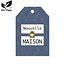 Label Kärtchen mit französischem Text “Maison” | Farbe: Blau Weiß | Öko-Papier | Breite 5 centimeter | Höhe 8 centimeter | Pro 20 Etiketten