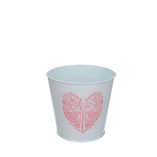 4A Zinc Plant Pot “Lovebird” | Colour: Natural White | Diameter 12.5 centimeter | Height 11.5 centimeter | Per 10 plant pots