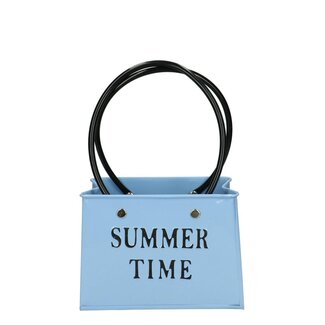 4A Zink-Blumentopf Pflanzkasten tasförmig “Summer” | Farbe: Hellblau | Länge 14 centimeter | Breite 7 centimeter | Höhe 11 centimeter | Pro 6 Blumentöpfe