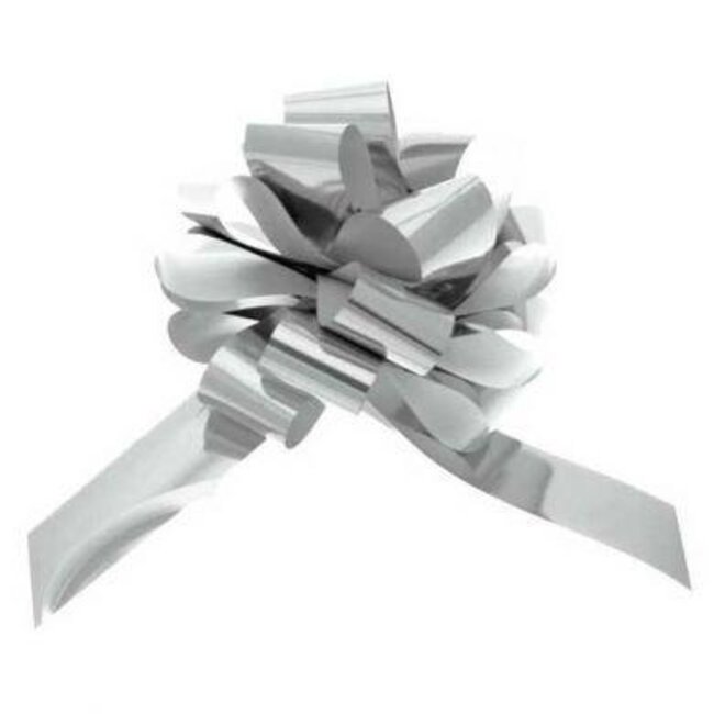 Trekstrik Lint | Kleur: Zilverkleurig | Breedte 50 millimeter | Per 20 strikken