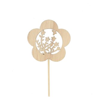 4A Bloem Flori op stok | Kleur: Lichtbruin | Bloem Bijsteker | Diameter 7 centimeter | Lengte ± 50 centimeter | Per 25 bijstekers