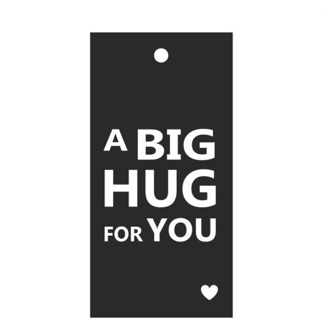 Étiquette carte avec texte “Gros câlin” | Couleur: Noir Blanc | Largeur 5 centimeter | Hauteur 10 centimeter | Par 20 étiquettes