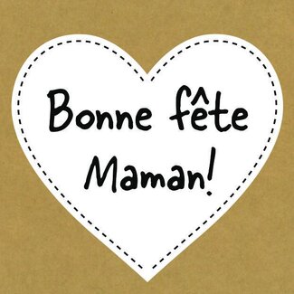 4A Étiquette de carte “Bonne Fête Maman” | Couleur: Marron Noir Blanc | Longueur 7 centimeter | Largeur 7 centimeter | Par 20 cartes