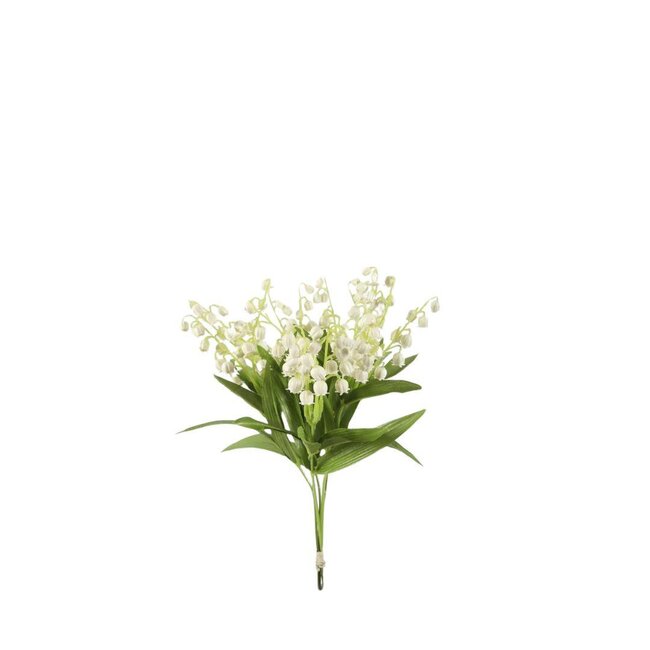 Muguet Maiglöckchen Kunstpflanze | Farbe: Natürlich Weiß | Convallaria Majalis Kunstpflanze | Länge 34 centimeter | Pro Kunstpflanze