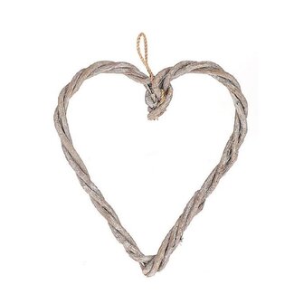 4A Pendentif Cœur en bois Décoration | Couleur: Gris | Longueur 25 centimeter | Largeur 25 centimeter | Épaisseur 2 centimeter | Par 10 cœurs