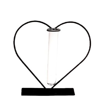 4A Glasvase Herz mit Röhrchen Väschen | Farbe: Grau | Länge 14 centimeter | Breite 6 centimeter | Höhe 19.5 centimeter | Pro 8 Herzen