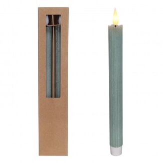 4A Bleistiftkerze LED | Farbe: Petrolblau | Durchmesser 2.1 Zentimeter | Höhe 25 Zentimeter | Exklusive AAA-Batterien | Pro 2 Kerzen