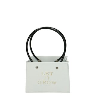 4A Pot de fleurs en zinc Jardinière en forme de sac “Plant Lady” | Couleur: Blanc naturel | Longueur 14 centimeter | Largeur 7.5 centimeter | Hauteur 11.5 centimeter | Par 6 pots de fleurs