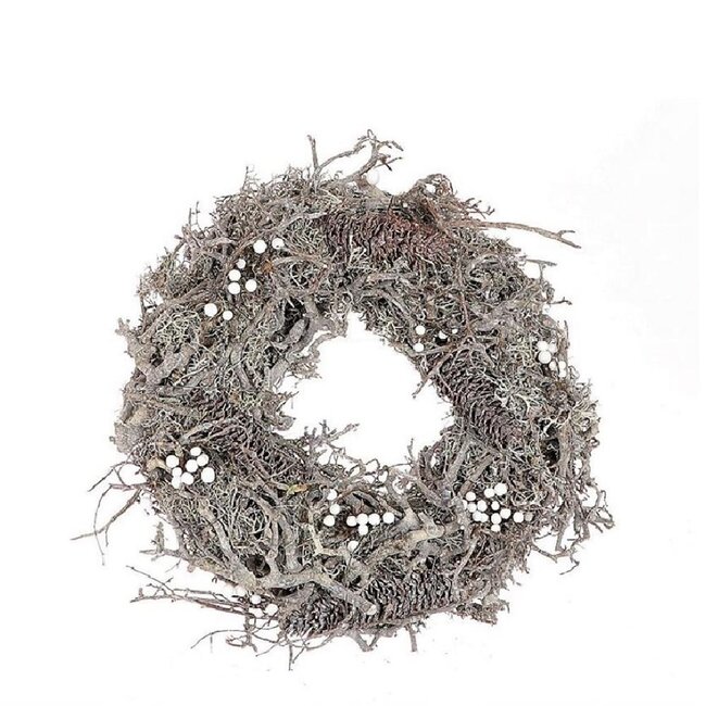 Bonsai Pineberry Wreath | Colour: Natural White Grey | Diameter 40 centimeter | Per wreath