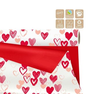 4A Papier op Rol “Duo Mat My Love” | Kleur: Rood | Breedte 80 centimeter | Lengte 25 meter | Per rol