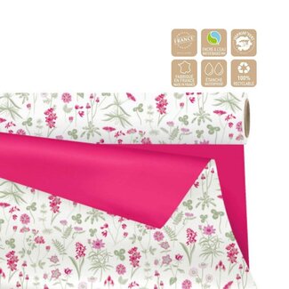 4A Double-sided Foil on roll “Flowers” | Colour: Fuchsia | Width 80 centimetre | Length 25 metre | Per roll