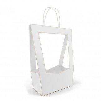 4A Cadeautasjes "Médaillon” | Kleur: Natuurlijk Wit | Lengte 23 centimeter | Breedte 14 centimeter | Hoogte 38 centimeter | Per 5 tassen