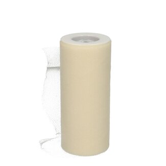 4A Ruban en tulle | Couleur: crème | Largeur 150 millimètre | Longueur 23 mètre | Par rouleau