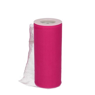 4A Tulle Ruban | Couleur: Fuchsia | Largeur 150 millimeter | Longueur 23 meter | Par rouleau