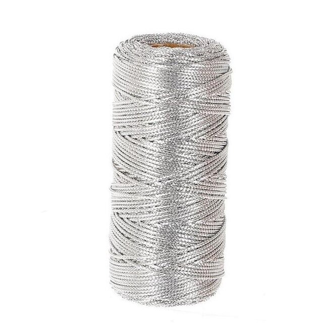 Geschenkkoord Draad | Kleur: Zilverkleurig | Diameter 2 millimeter | Lengte 100 meter | Per rol