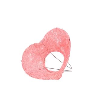 4A Support de bouquet en sisal Coeur | Couleur: Rose | Diamètre 14 centimeter | Par 10 supports de bouquet