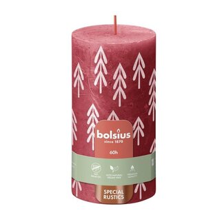4A Pillar Candle Rustic Silhouette | Colour: Red | Diameter 7 centimeter | Height 13 centimeter | Per 4 candles