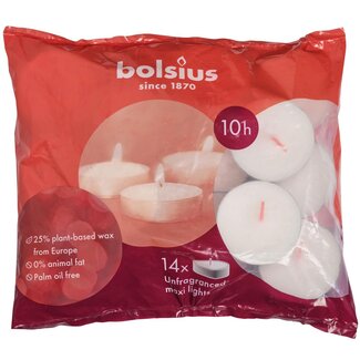 4A Kaars Maxi Theelicht | Kleur: Natuurlijk Wit | Brandduur 10 uur | Per 14 maxi theelichten