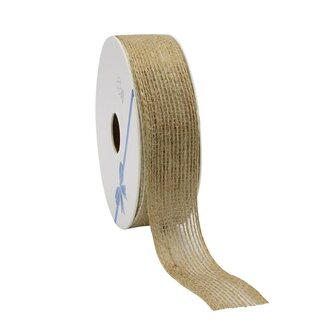 4A Ruban de jute | Couleur: Marron clair | Largeur 25 millimètre | Longueur 10 mètre | Par rouleau