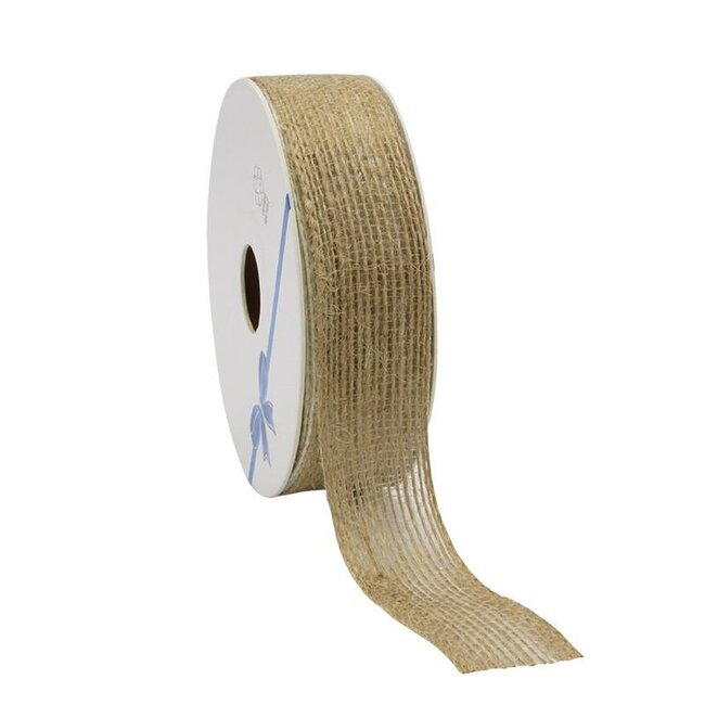 Jute Lint | Kleur: Lichtbruin | Breedte 25 millimeter | Lengte 10 meter | Per rol