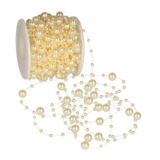 4A Pearl garland on wire | Colour: Champagne-coloured | Diameter 3 - 8 millimetre | Length 15 metre | Per roll