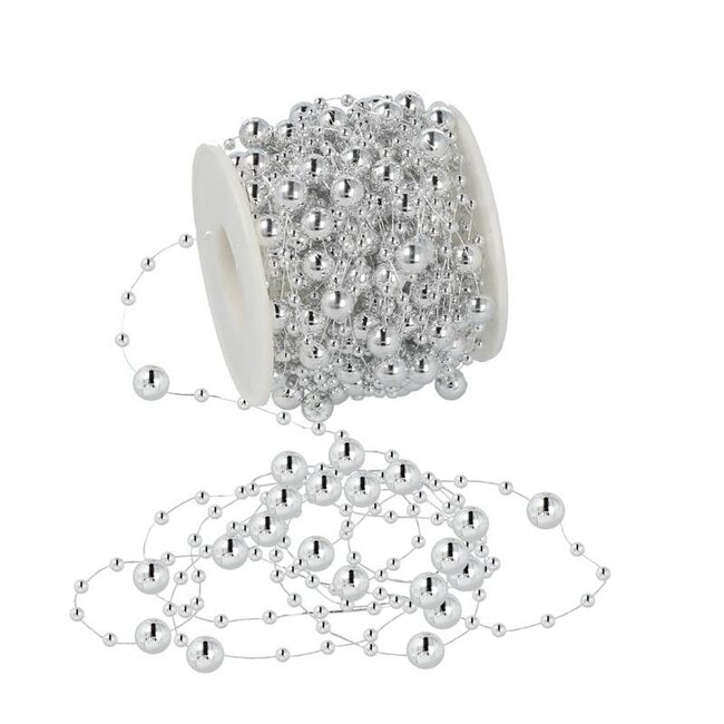 Bead garland on Wire | Colour: Silver-coloured | Diameter 3 - 8 millimeter | Length 15 meter | Per roll