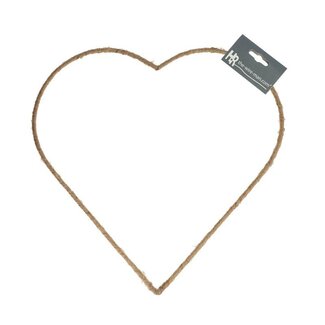 4A Cadre en fil métallique en forme de cœur | Kleur: Marron clair | Diamètre 35 centimeter | Par 10 cœurs