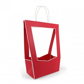 4A Cadeautasjes "Médaillon” | Kleur: Rood | Lengte 23 centimeter | Breedte 14 centimeter | Hoogte 38 centimeter | Per 5 tassen