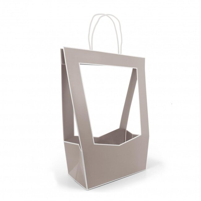 Cadeautasjes "Médaillon” | Kleur: Grijs | Lengte 23 centimeter | Breedte 14 centimeter | Hoogte 38 centimeter | Per 5 tassen