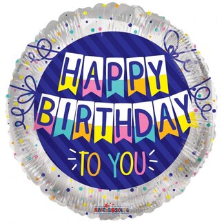 4A Fête ! Ballon “Joyeux Anniversaire” | Couleur: Couleurs mélangées | Diamètre 45 centimeter | Par 10 ballons