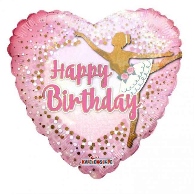 Fête! Ballon “Joyeux anniversaire” | Couleur: Rose clair | Diamètre 45 centimeter | Par 10 ballons