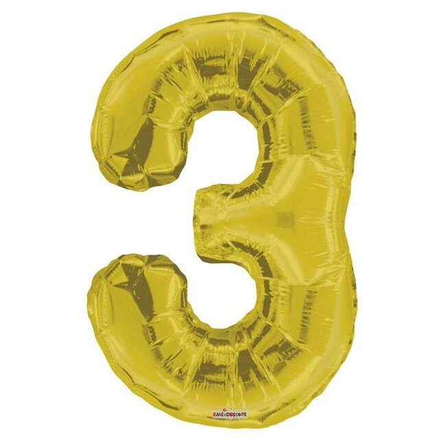 Fête! Ballon Numéro 3 | Couleur: Doré | Hauteur 85 centimeter | Par ballon