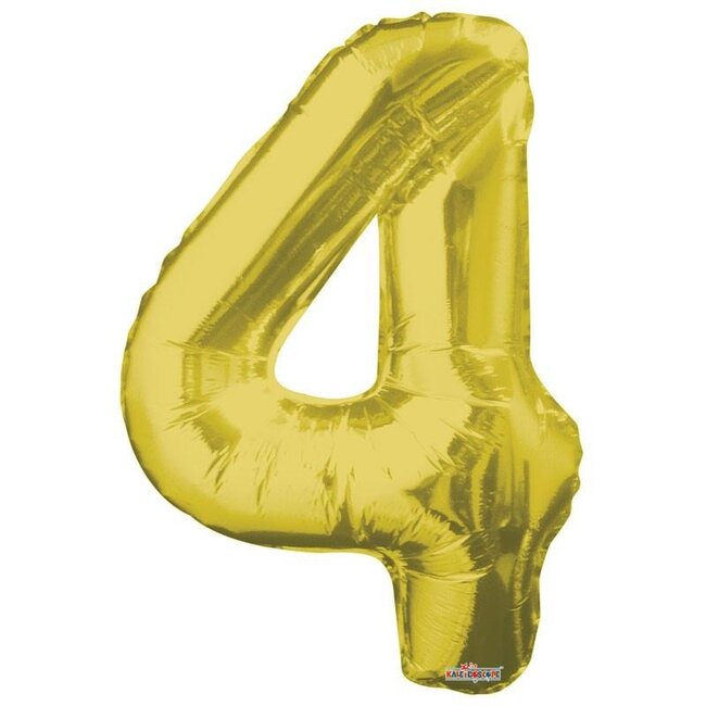 Party! Ballon Nummer 4 | Kleur: Goudkleurig | Hoogte 85 centimeter | Per ballon